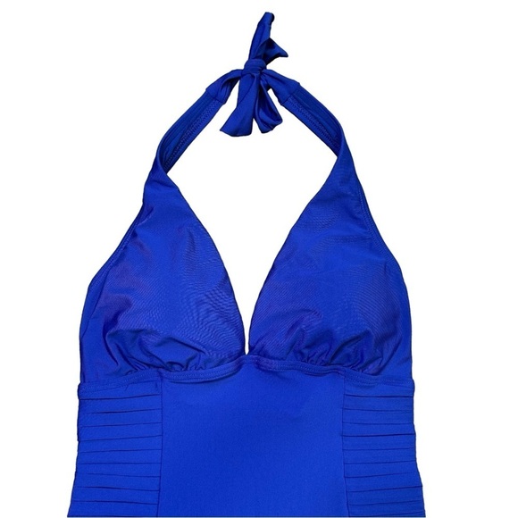 Calvin Klein Royal Blue One Piece Bathing Suit Pleated Sides Size 6 Womens - Picture 5 of 11